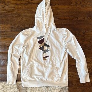 Men's White Hoodie with Geometric Pattern